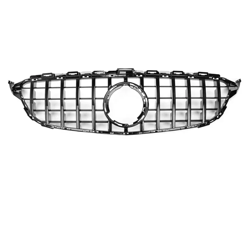 Front Grille For Mercedes Benz W205 C63 AMG 2019-2021 GT Style Black/Silver Car Upper Bumper Hood Mesh Grid Racing Grills