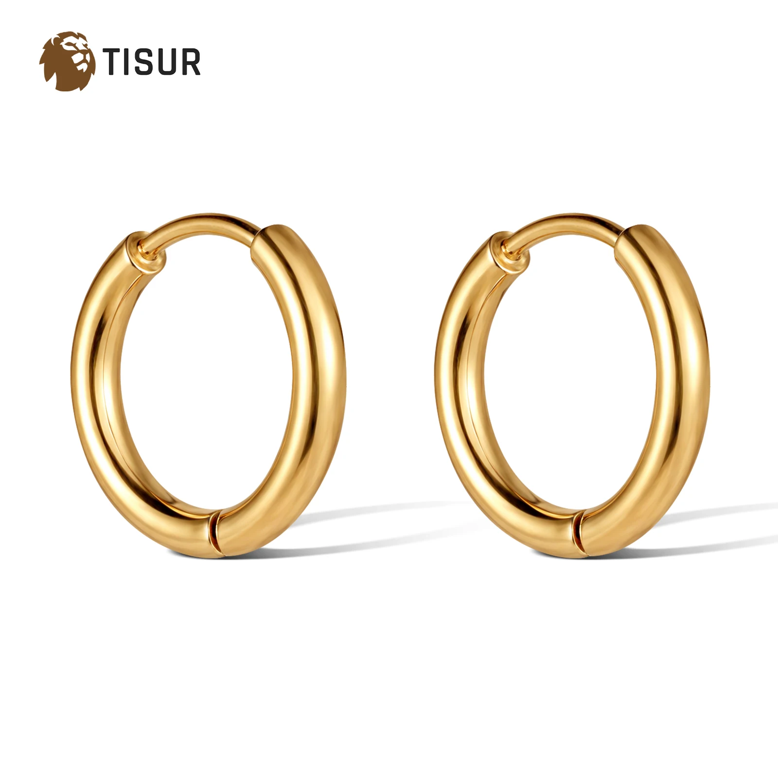 

Титановые серьги TISUR, модные минималистичные серьги-кольца золотого цвета для женщин и девочек, простые гипоаллергенные серьги в стиле панк для пирсинга