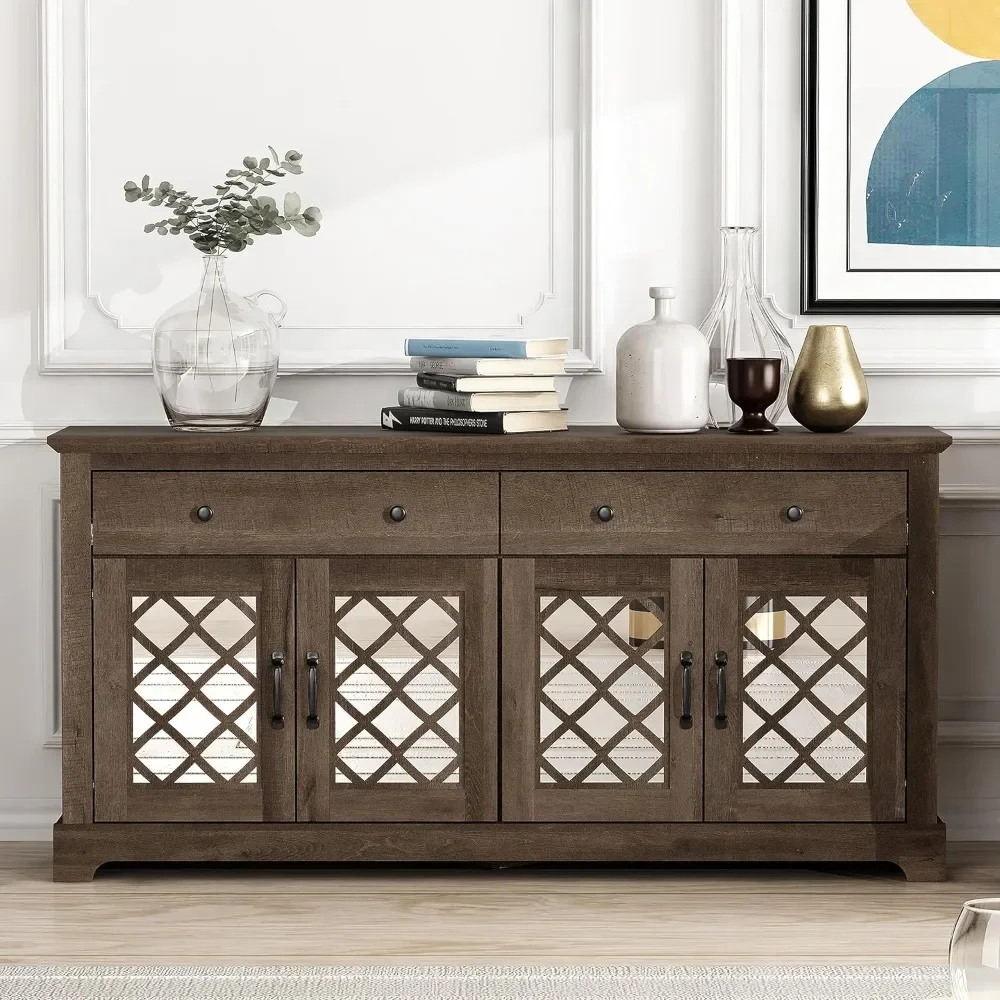 Millicent 4-door buffet cabinet with lockers, lockers with drawers, large sideboard in kitchen, dining room, living room