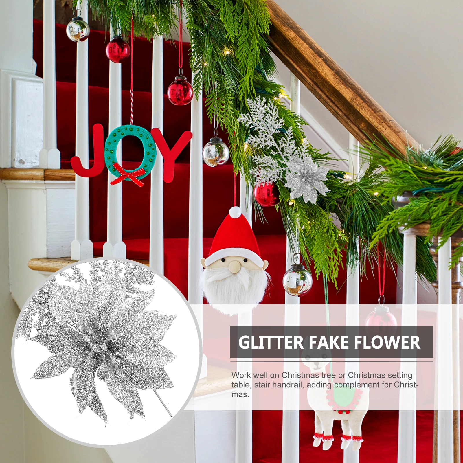 

6 Pcs Christmas Flower Pendant Pine Picks Flowers Artificial Crafts Decorations for Tree