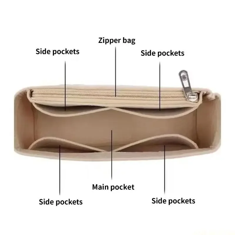 X90D Felt Insert Bag Versatile Travel Insert Bag Cosmetic Bags Handbag Tote Bag Makeup Purse Insert