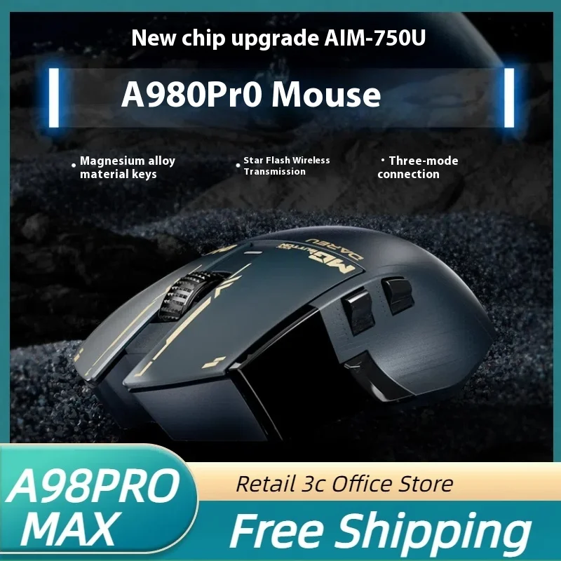 

Dareu A980Pro Max Mouse Three Modes Wireless Nearlink TFT Screen 4K PAW3395 Sensor Low Latency Gaming Mouse Magnesium Alloy Key