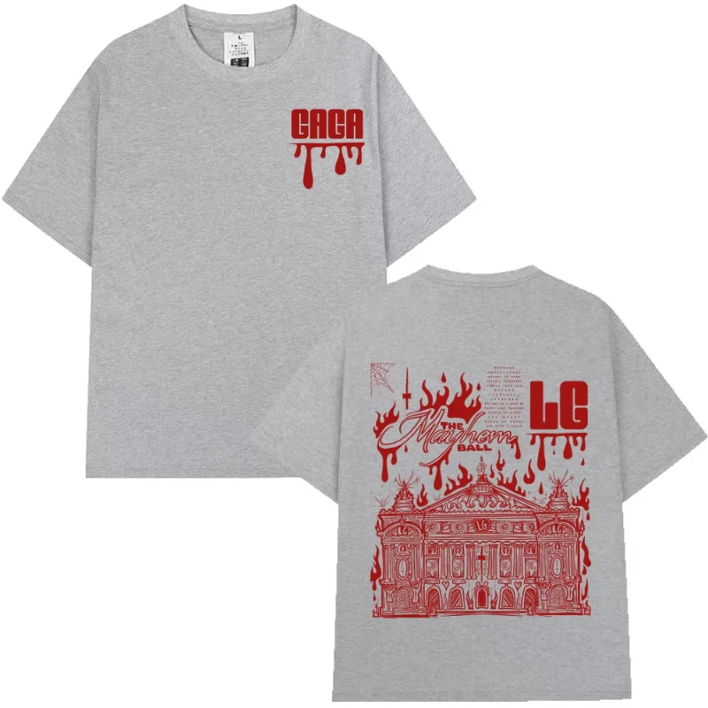 تي شيرت MAYHEM BALL Haus of Mayhem Lady Gaga Concert Merch تي شيرت للجنسين موضة جرافيك تي شيرت صيفي غير رسمي من القطن للرجال والنساء