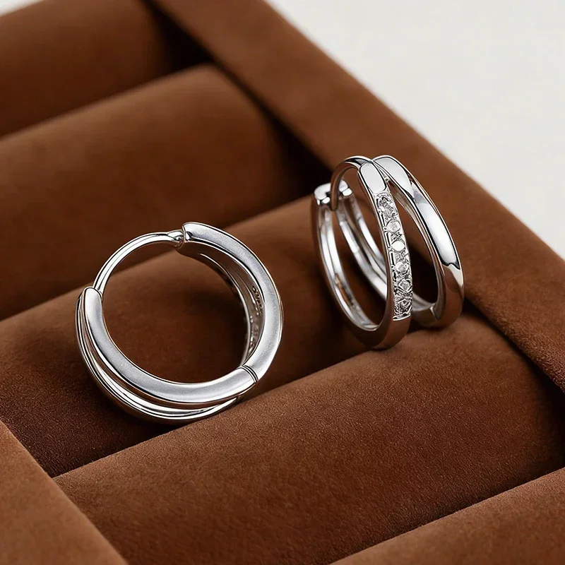 NASIADainty D Color Moissanite Hoop Earrings Two Row Women Man S925 Silver Pass Diamond Test Party Small Ear Buckle Gift 2026