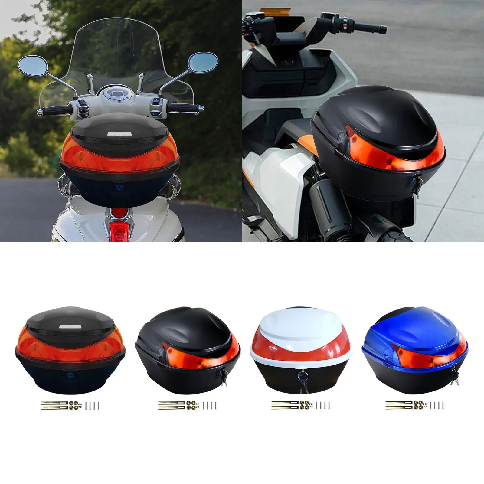 Motorcycle Top Case Motorcycle Rear Storage Box Multipurpose Electric Bike Trunk for Drinks Maintenance Gear Storage