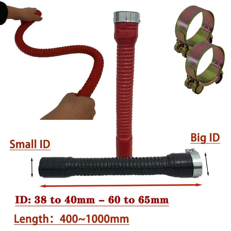 Red Black Universal Silicone Flexible Hose Intercooler Hose Air Intake Pipe Radiator Tube and 2 Clamps