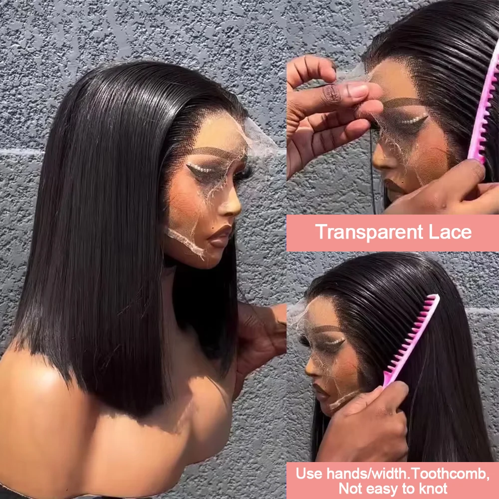 10-16 Inch Transparent 13x6 St - Pre Parted 13X4 Lace Front Bob Wig recension och pris