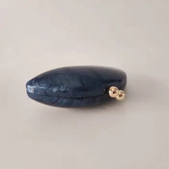 Lady Pearl 深藍色貝殼壓克力盒式手拿包 女士晚宴包 女士斜挎包 婚禮派對鏈條單肩包 6 最佳銷售 藍色手拿包 - №4