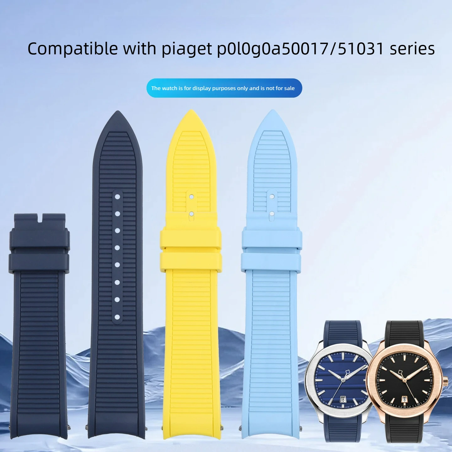 Подходит для Piaget POLO, 21 мм, ремешок из фторкаучука, головка из нержавеющей стали FMK, G0A47014, G0A51031