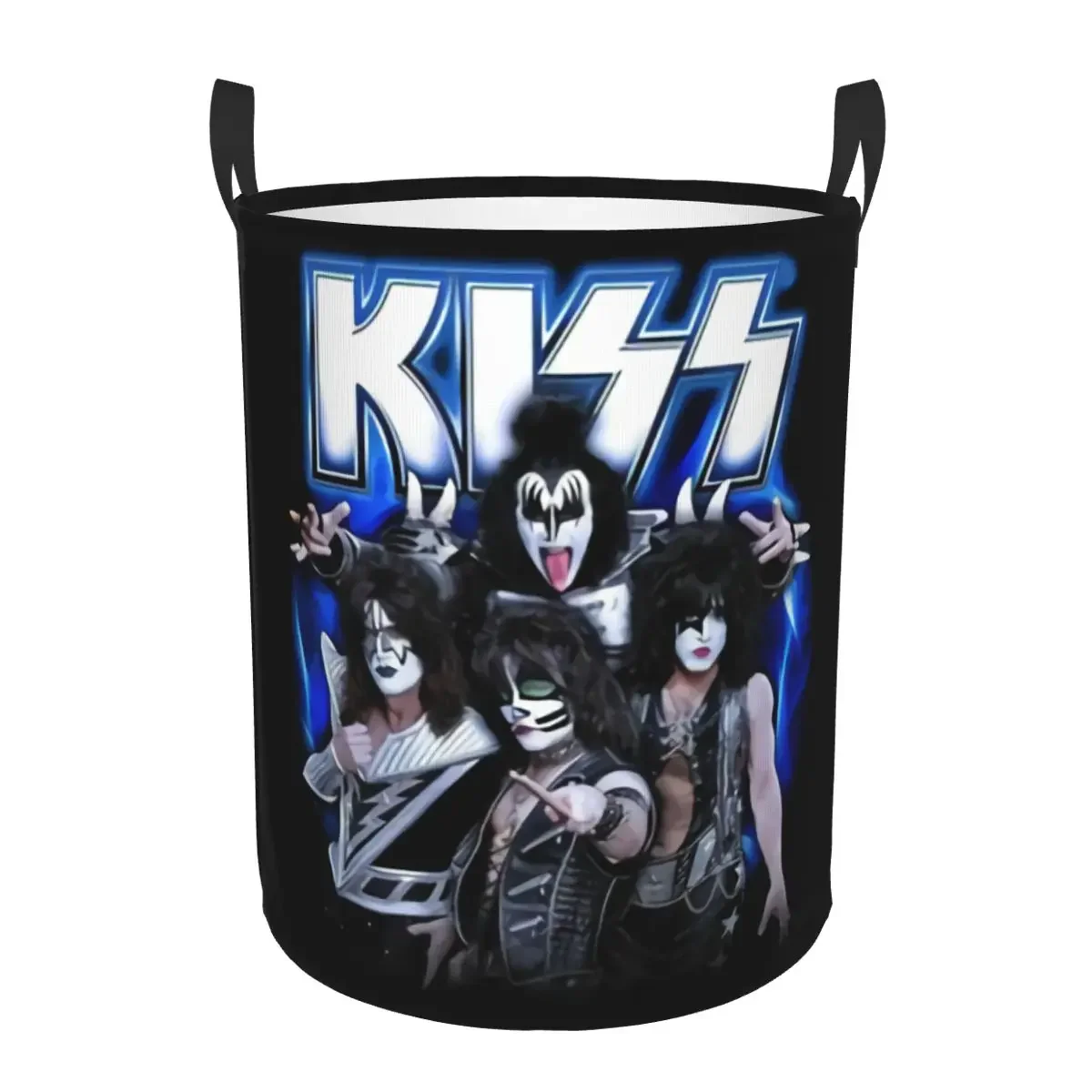 Custom Kiss Rock Metal Band Laundry Basket Foldable Toy Clothes Hamper Storage Bin for Kids Nursery