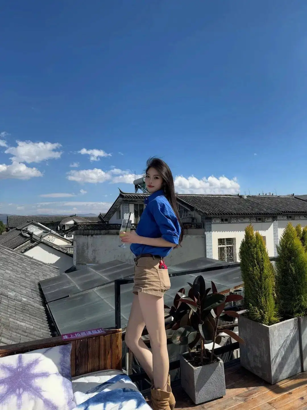 카키 데님 여성용 하이웨이스트 슬림핏 여름 신상 핫팬츠 스트레이트 레그 트렌디 진 캐주얼 팬츠