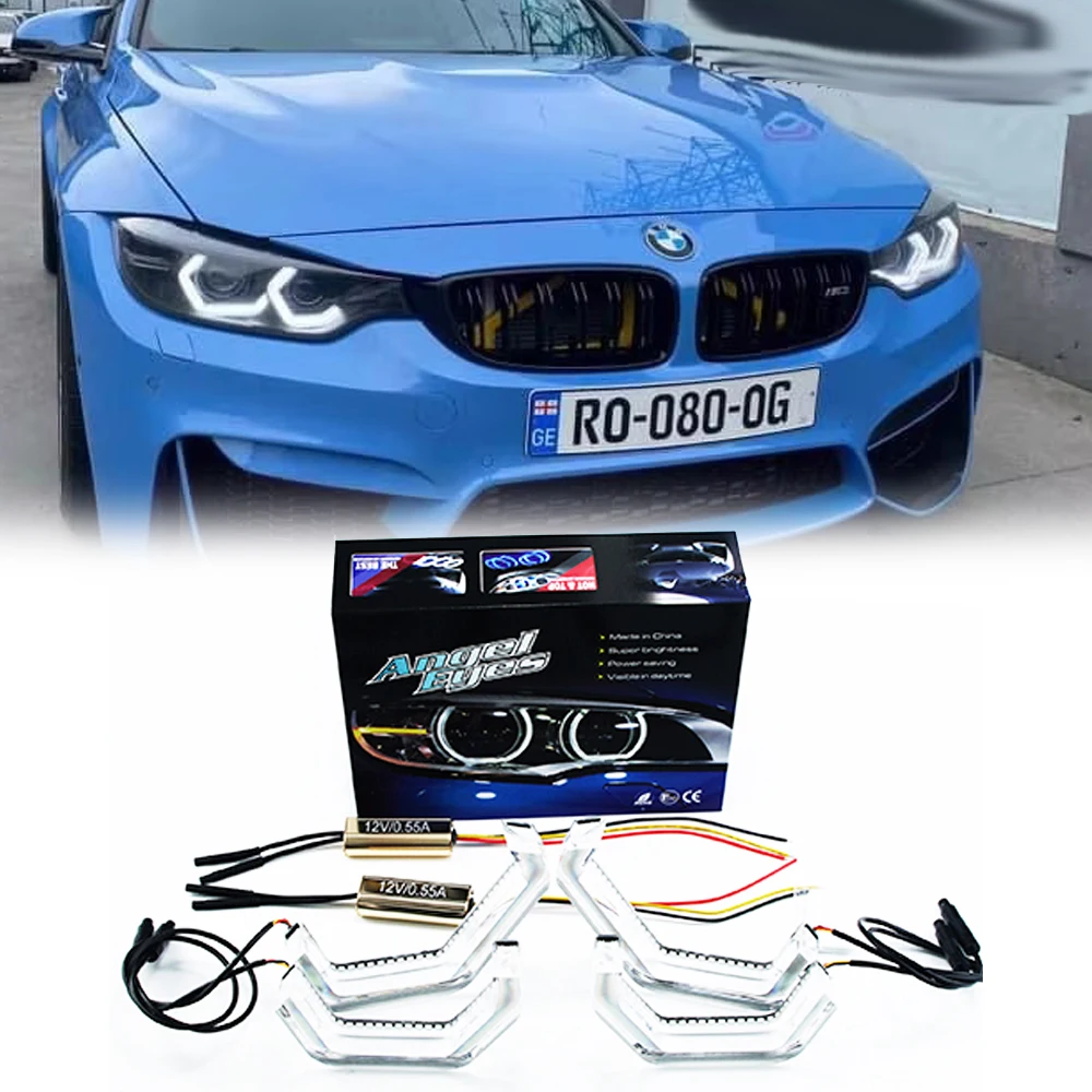 4Pcs Canbus LED Crystal Headlight Angel Eyes Halo Ring Kits For BMW E81 E82 E83 E87 E88 E90 E91 E92 E93 E60 E61 E46 Cabrio F80