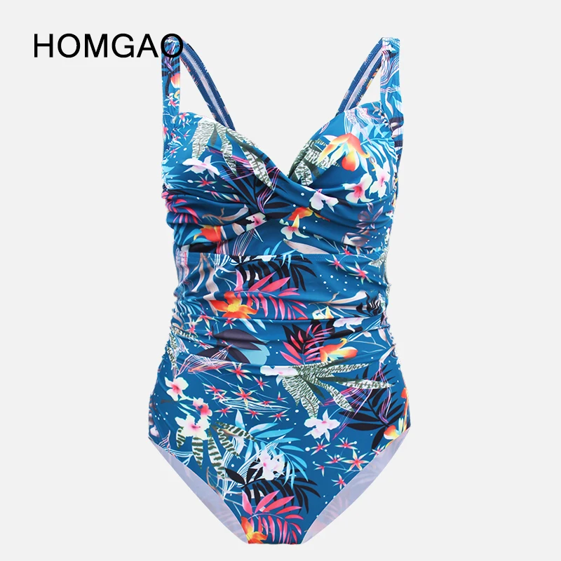 HOMGAO Retro Tropical Leaves Women 2023 One Piece Swimsuit Sexy Tummy Control Swimwear Push Up Bodysuit Bathing Suit Beachwear