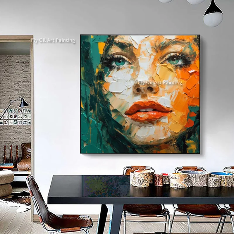 Hand Painted Abstract Feminine Charm Beautiful Woman Oil Painting Color Impression Canvas Painting For Home Wall Decor Unframed image 2