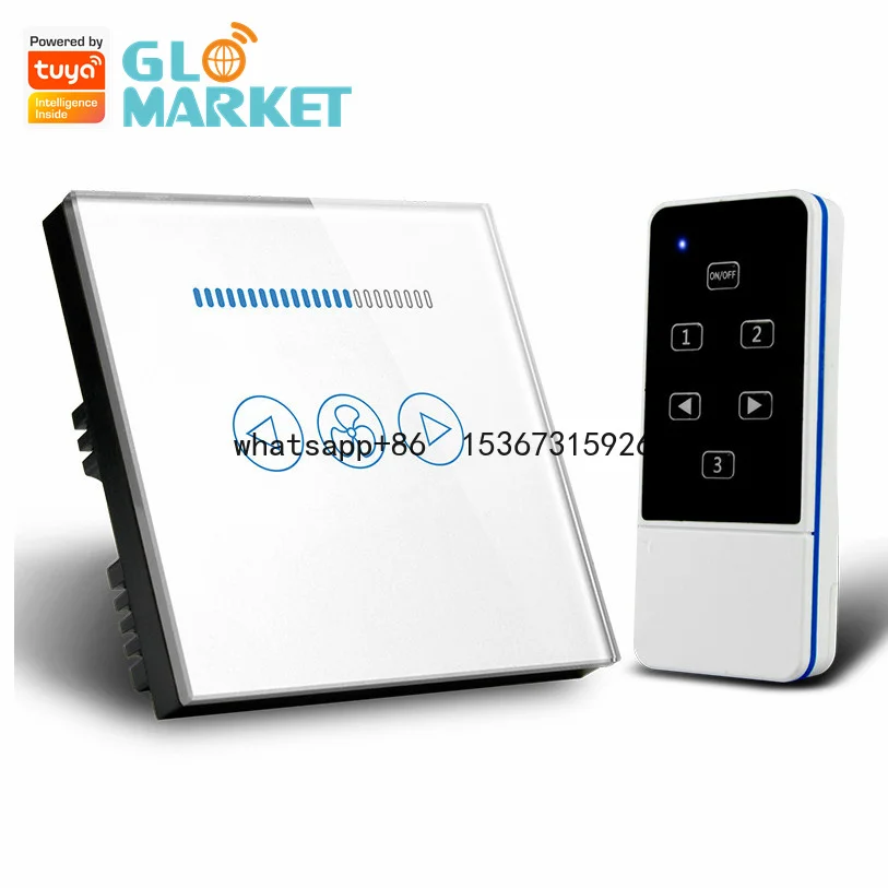 

Glomarket Tuya Wi-Fi Smart Wall Electrical Power Control Touch Switch Panel Remote Ceiling Fans Light Led Dimmer Switch