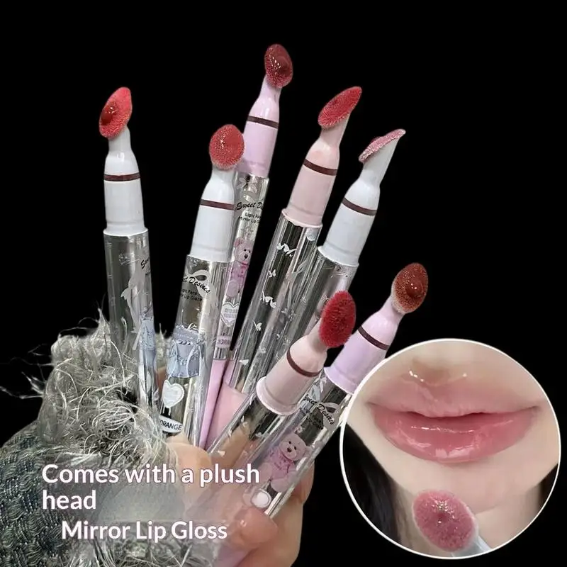 ملمع شفاه HERORANGE، لون شفاه مرطب مع إسفنجة مسطحة، غير لزج، لون مقاوم للماء يدوم طويلاً