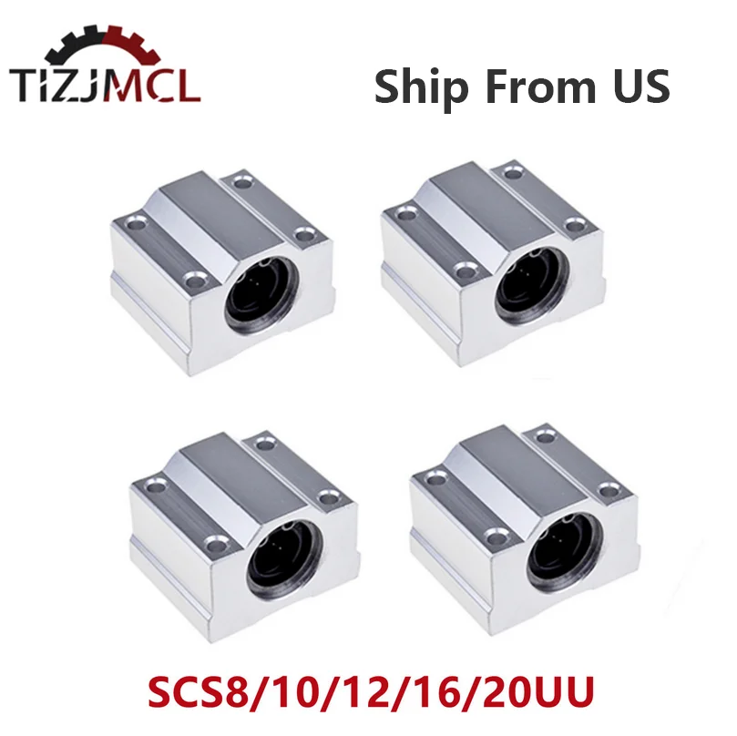 4PCS Linear Ball Bearing Slide Block SCS8UU SCS10UU SCS12UU SCS16UU SCS20UU SCS25UU Linear Shaft Bearing For CNC 3D Printer Part