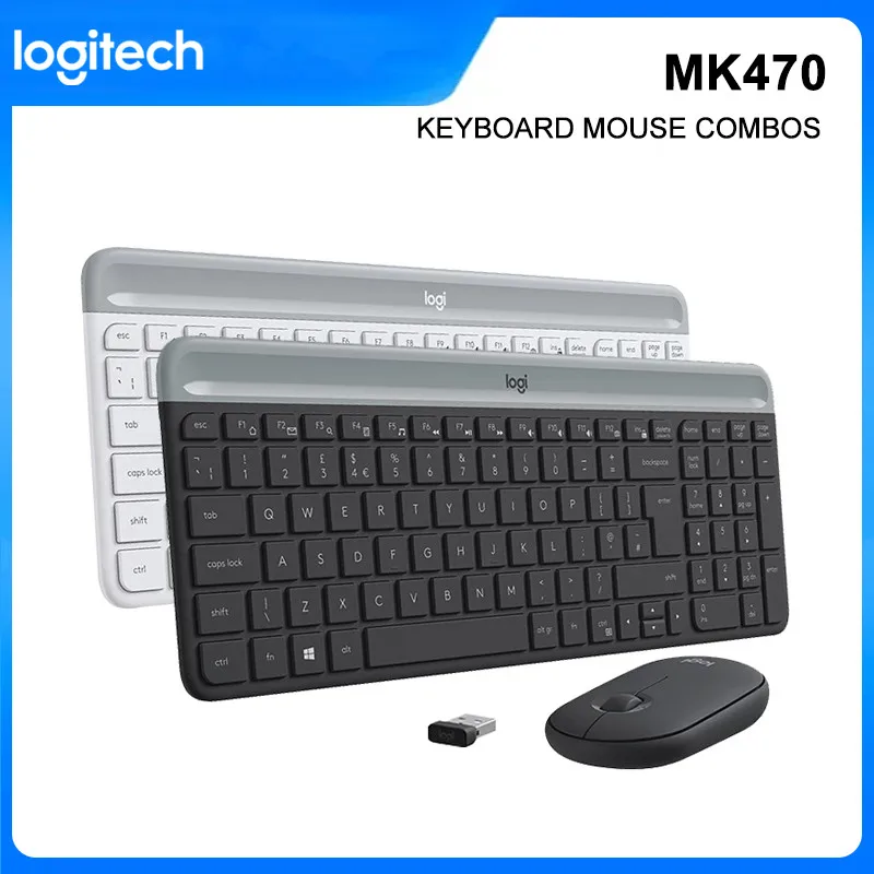 Logitech MK470 Keyboard Mouse Combos 1000DPI Optical Mouse Set For PC 2.4G Office Business Portable Lightweight