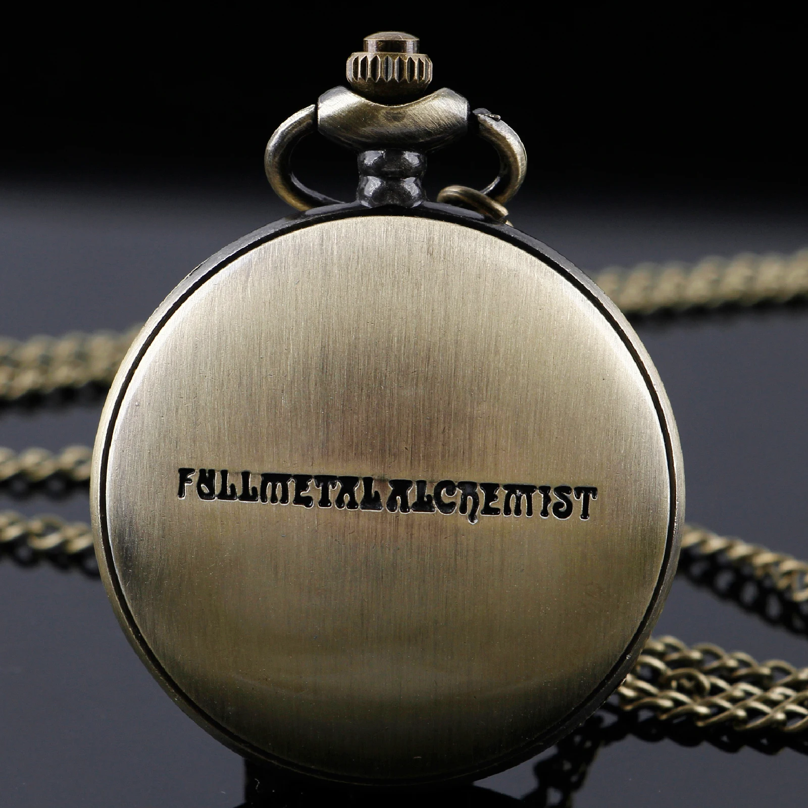 Orologio da tasca al quarzo serie Fullmetal Alchemist in bronzo vintage Orologio Steampunk Gioielli Collana con ciondolo Catena Regali per uomo Donna