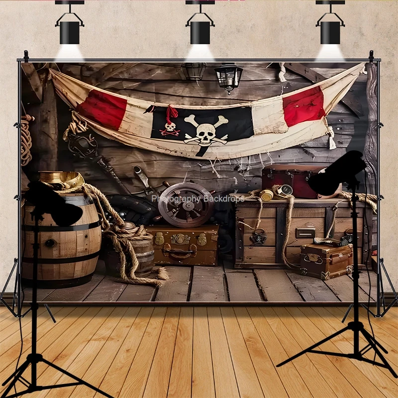 

Retro Pirate Treasure Map Backdrop for Photography Nautical Island Background Birthday Party Boys Portrait Photo Props DS-12