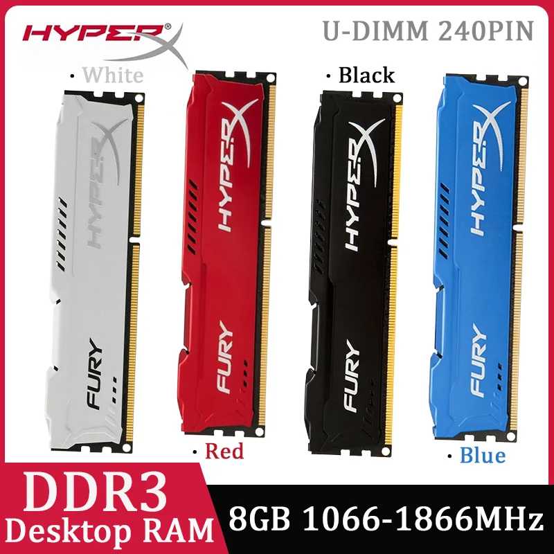 yZ[zHyperX DDR3 Fury  RAM 8GB 1333 1600 1866MHz 2xPC3-12800 2xPC3-14900 fXNgbv 240s UDIMM 1.5V XMP ptH[}X