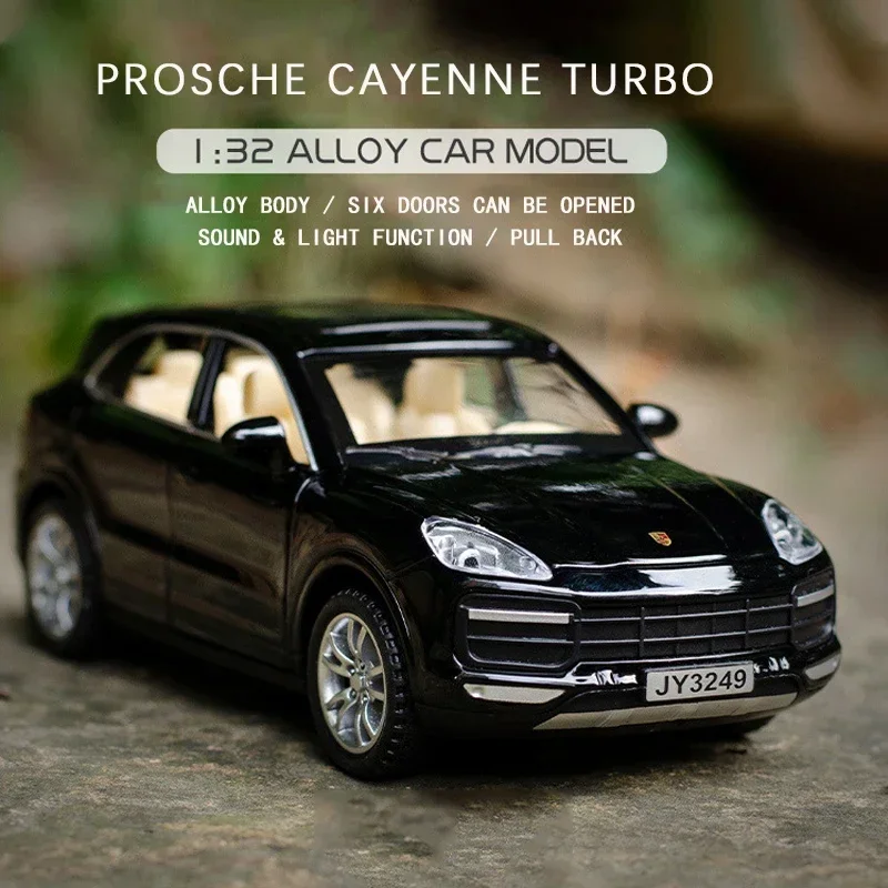 Diecast 1:32 Porsche Cayenne Turbos simulación de aleación modelo coches vehículos de Metal en miniatura para niños regalos coleccionar niños Hottoys