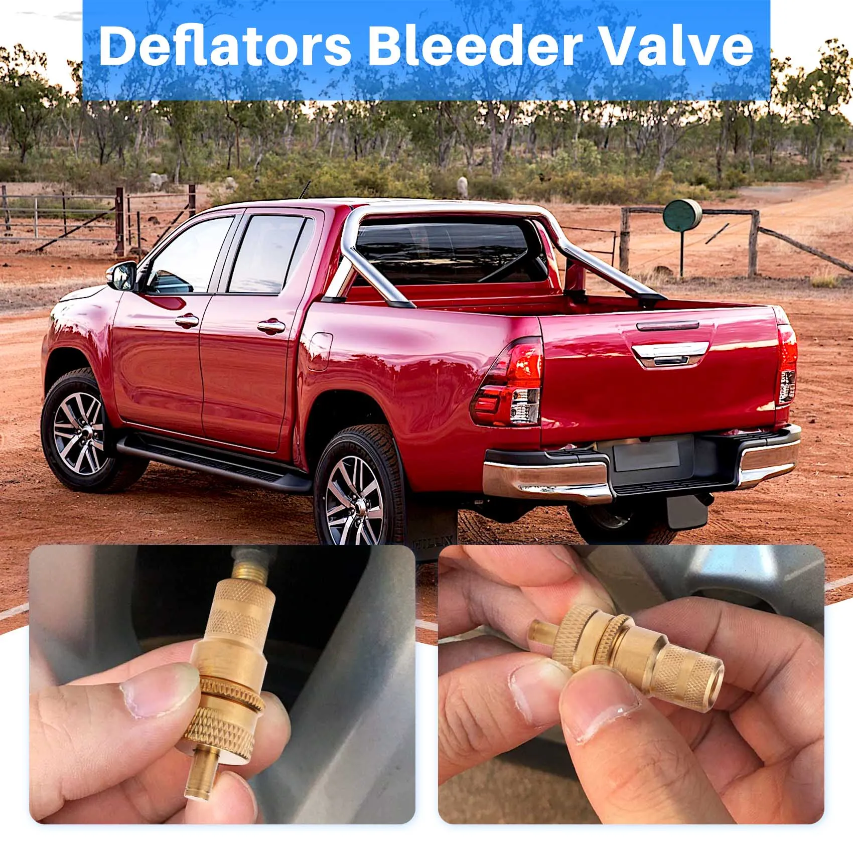 4Pcs Offroad Brass Tire Venting Machine s Kit Automatic 6-30Psi Tyre Tire Pressure Relief Valve Deflators Bleeder Valve