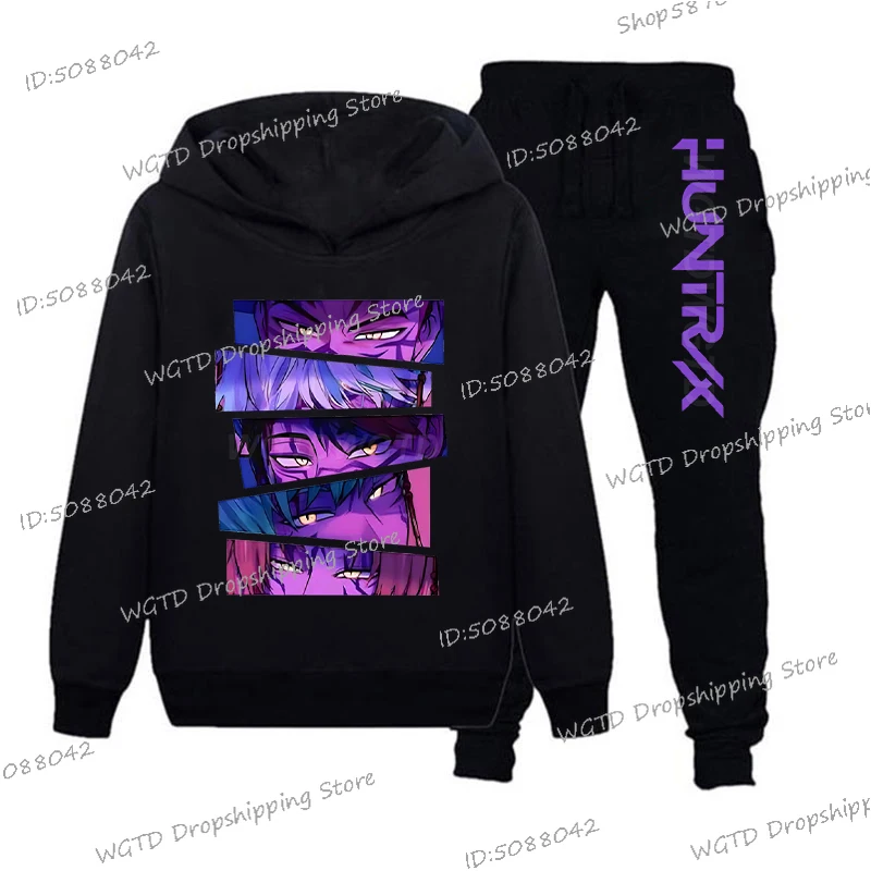 

Kids KPop Demon Hunters Clothing 2Pc Sets for Girls Boys Sportswear Cartoon Sajaboys Hoodies+Pant Children's Clothing Tracksuit