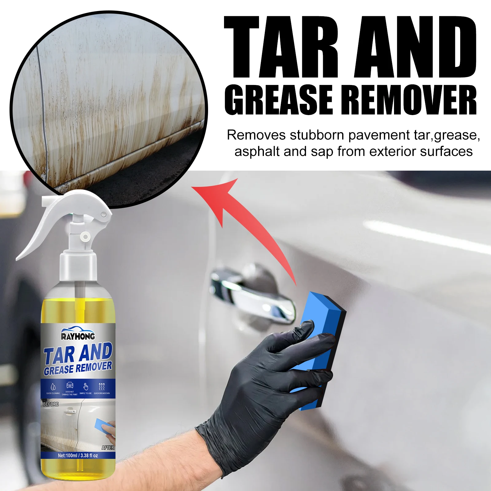 Powerful Car Degreaser Spray Removes Grease Oil, Tar, Bug Stains from Auto Surface All-Purpose Car Paint Surface Polish Cleaner