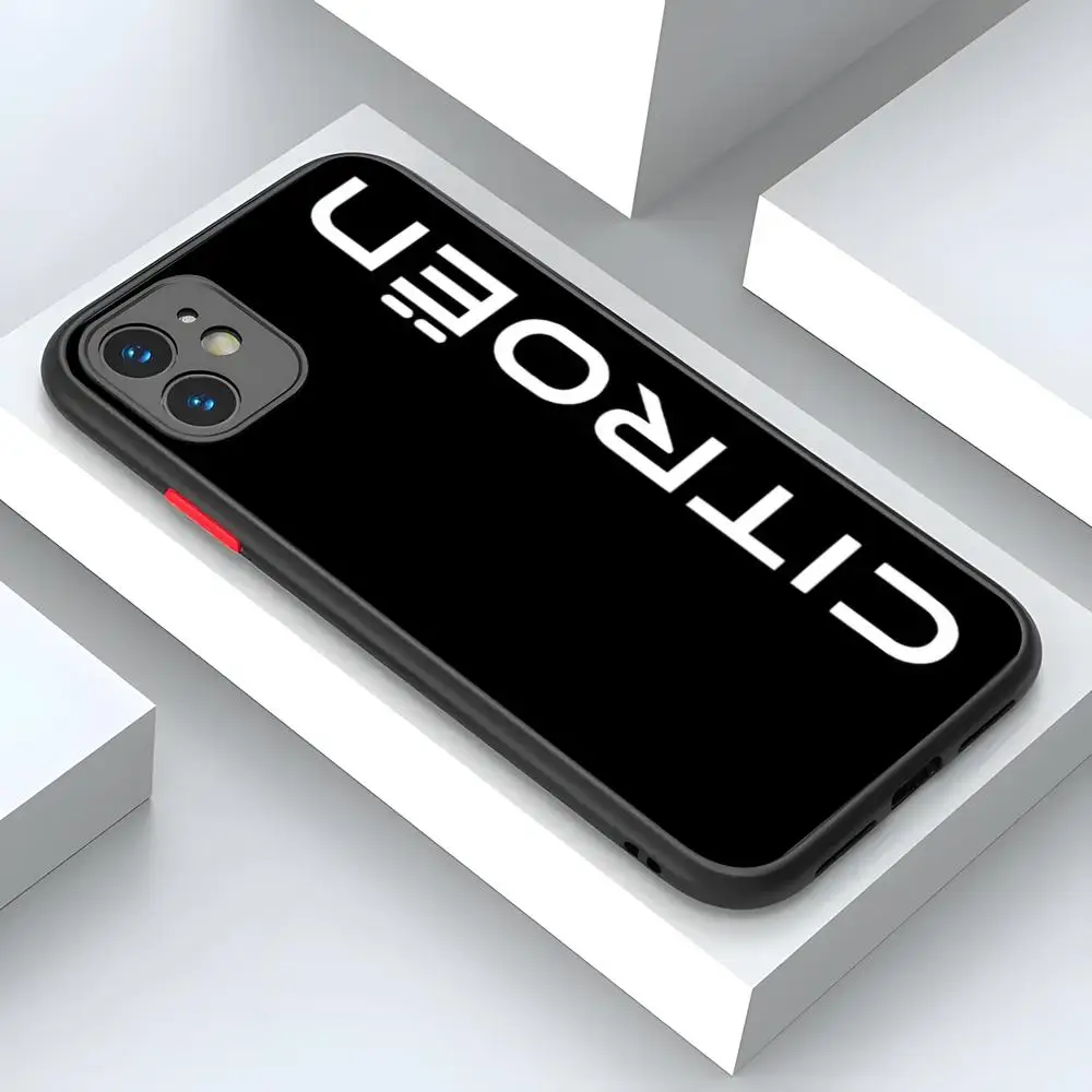 Luxury Car Citroen Logo Design For gentleman iPhone 15 14 12 13 11 Pro Max XR XS Max Mini X 7 8 Plus matte shell Cover