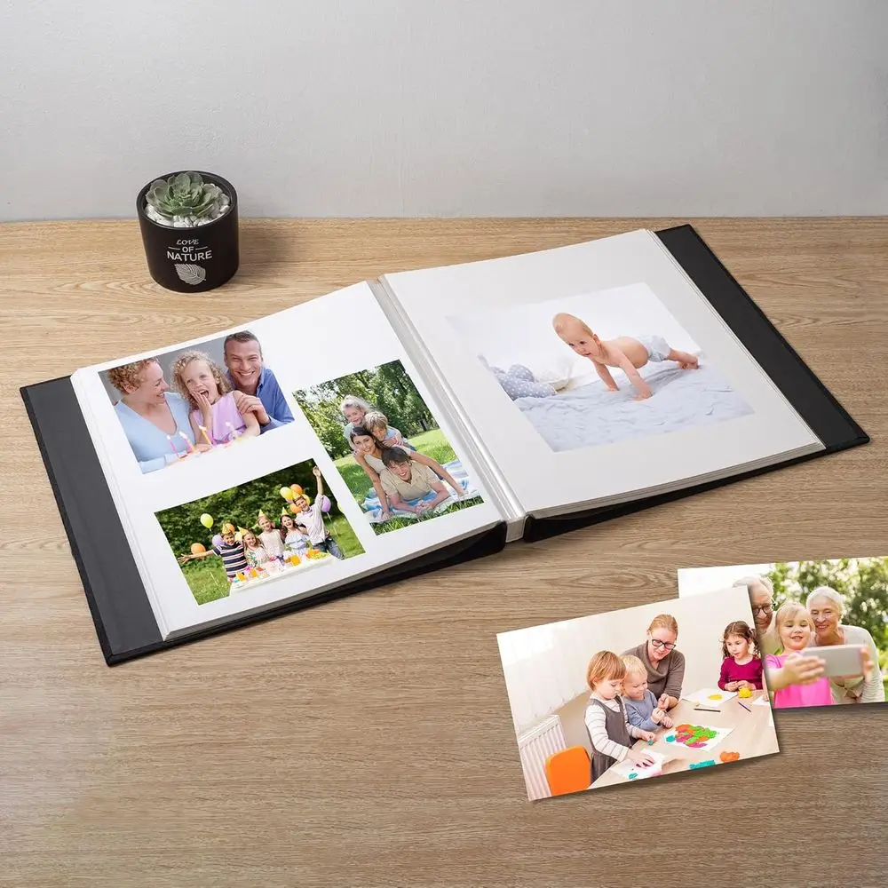 DIY Scrapbook Album with Magnetic Linen Cover for 4x6, 5x7, 8x10 Photos - 40 Pages, Perfect for Family and Wedding Gifts