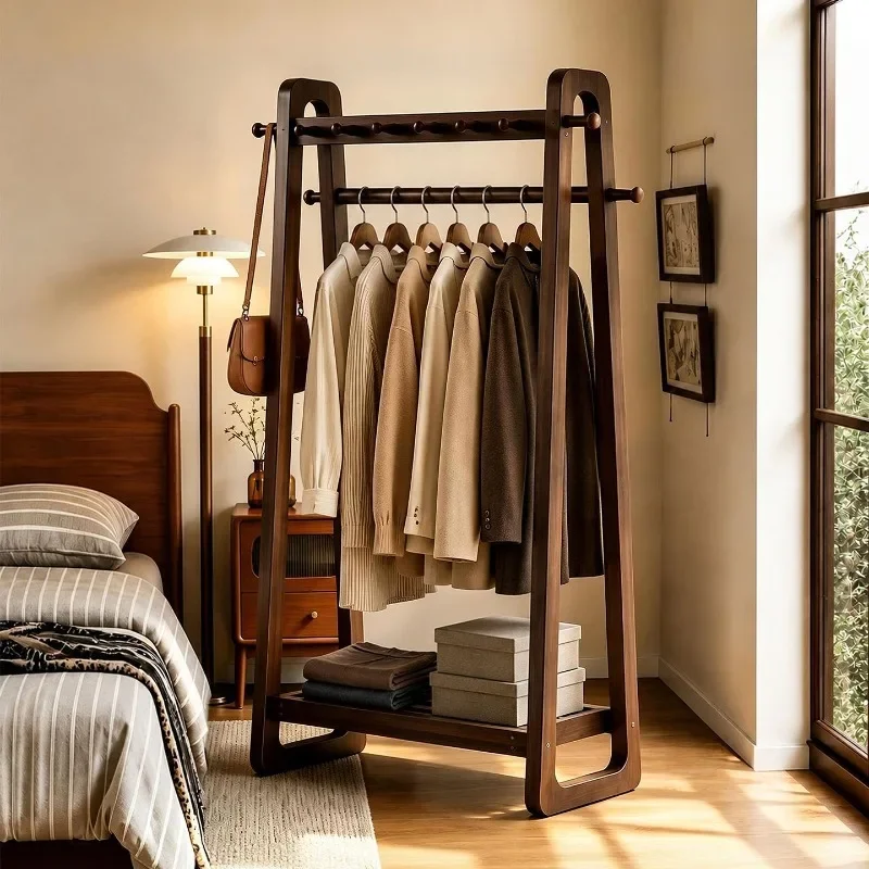 Solid Wood Freestanding Clothes Rack Entryway Bedroom Wardrobe Storage Laundry Hamper Coat Rack Clothes Rack Clothes Stand