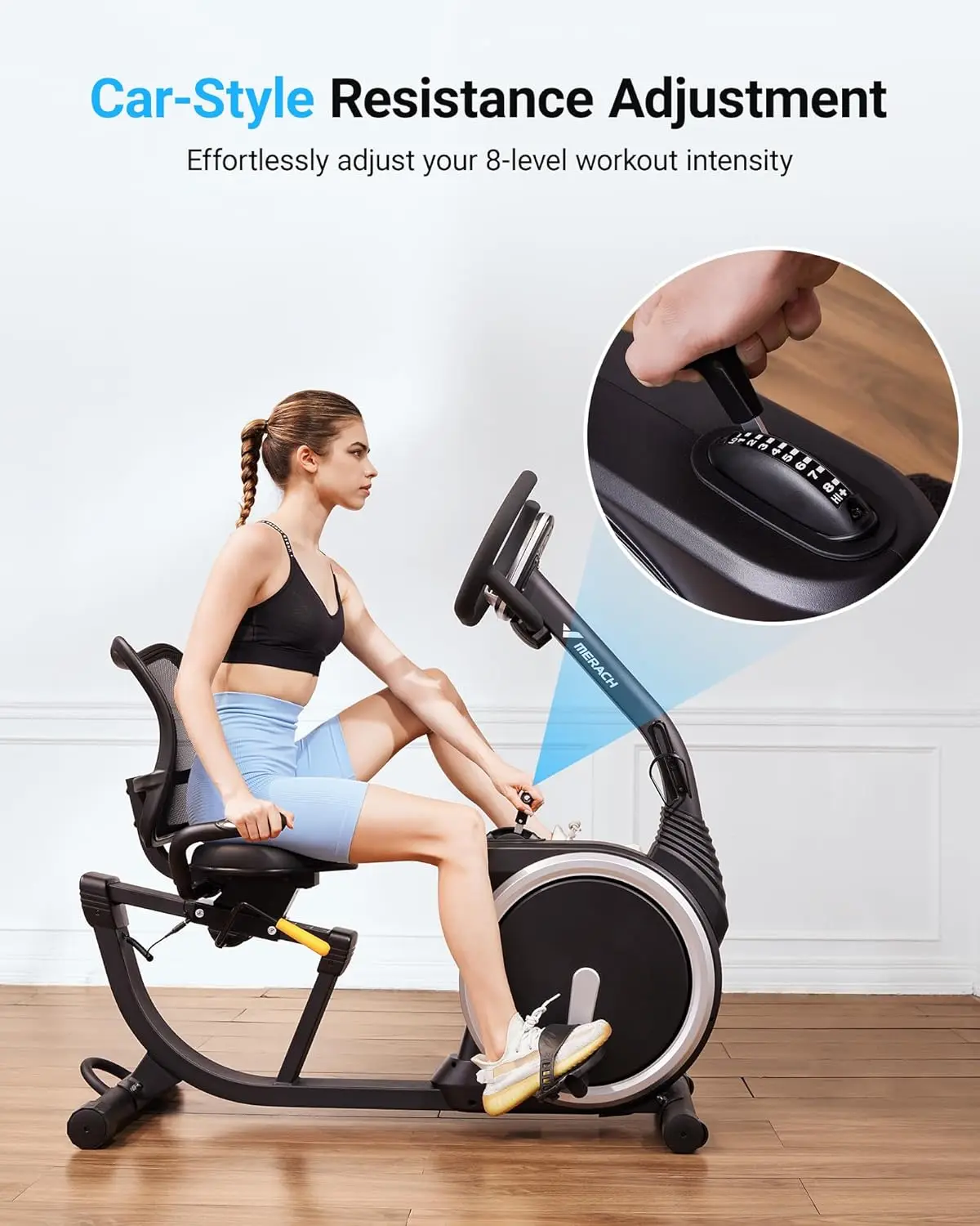 Bicicleta estática magnética de alta gama, bici de ejercicio reclinable con Bluetooth inteligente y conectividad exclusiva con App