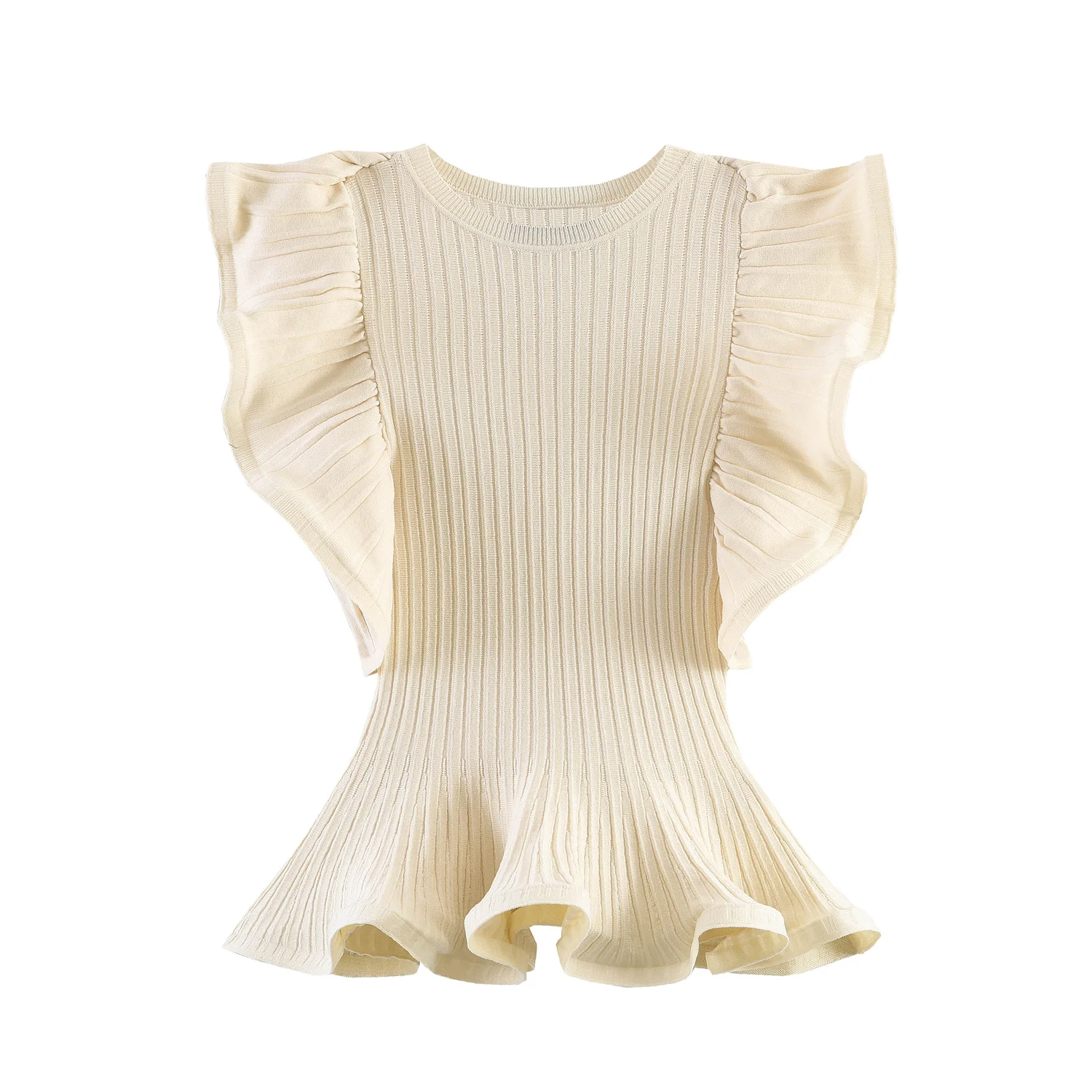 Willshela Women Fashion Khaki Ruffled Pleated Pullover Tank Tops Vintage O-Neck Sleeveless Female Chic Lady Vest Top