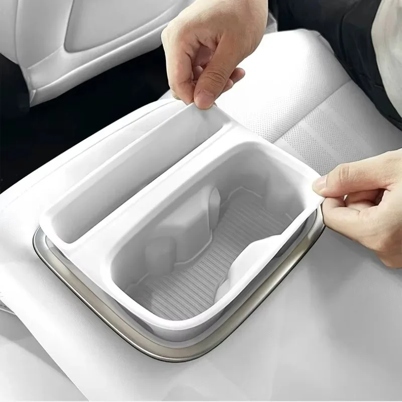 Custom Fit Silicone Rear Cup Holder Insert Mat For 2026 Xpeng MONA L03 Original Color Anti-Spill Cup Holder Tray With Phone Slot