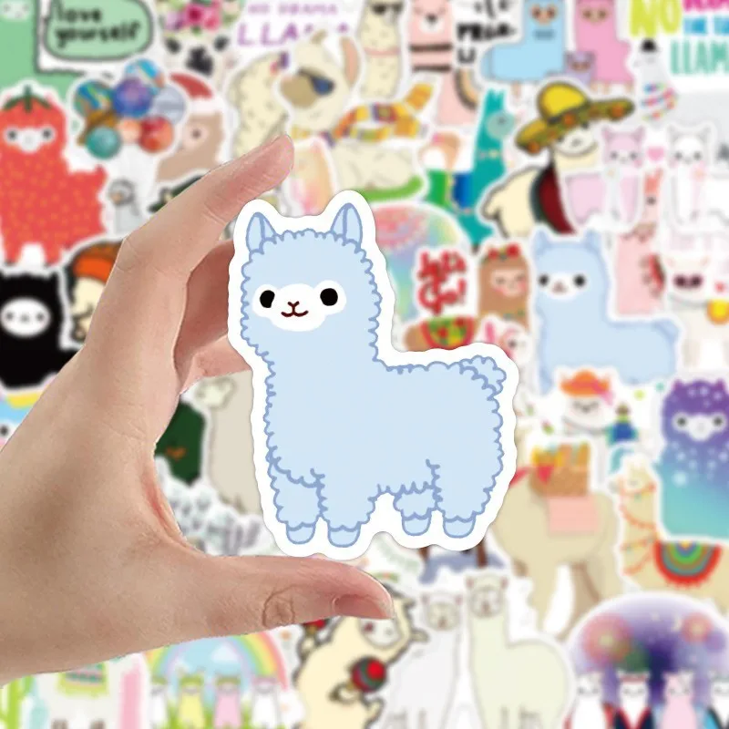 50 PCS Cute Alpaca Animated Cartoon Graffiti Laptop Suitcase Skateboard Waterproof Stickers Decorative Toys