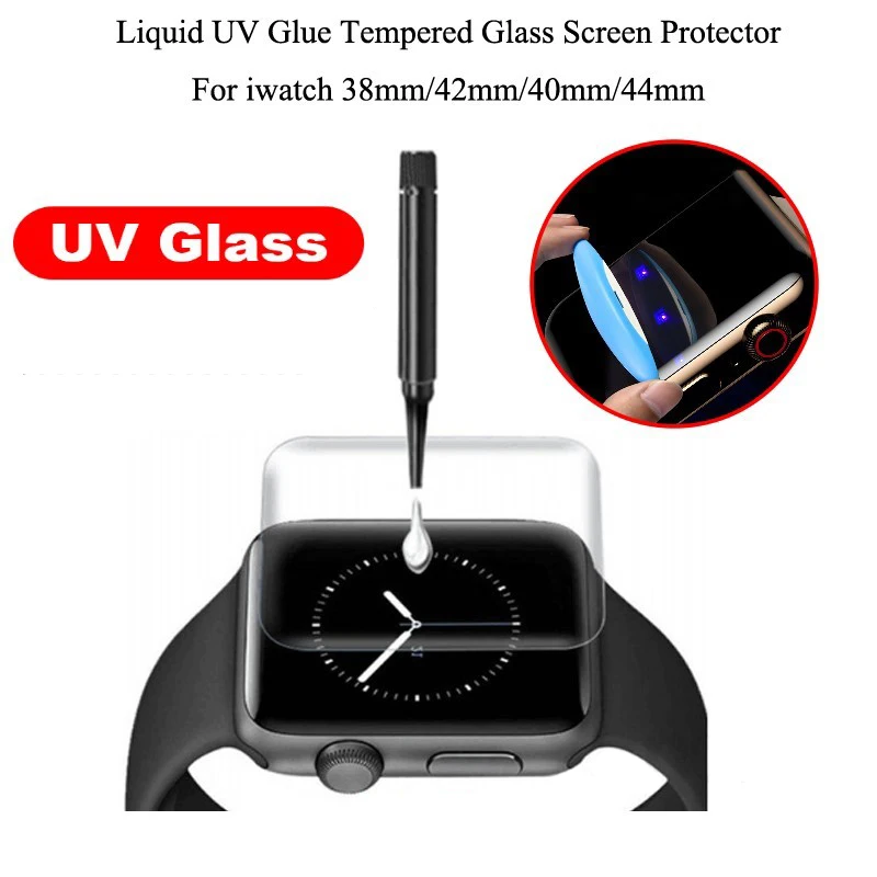 UV Tempered Glass For Apple Watch 7 6 SE 5 40MM 44MM 44 45 40 41 MM Screen Protector For iWatch Series 9 8 6 5 4 41MM 45MM Glass