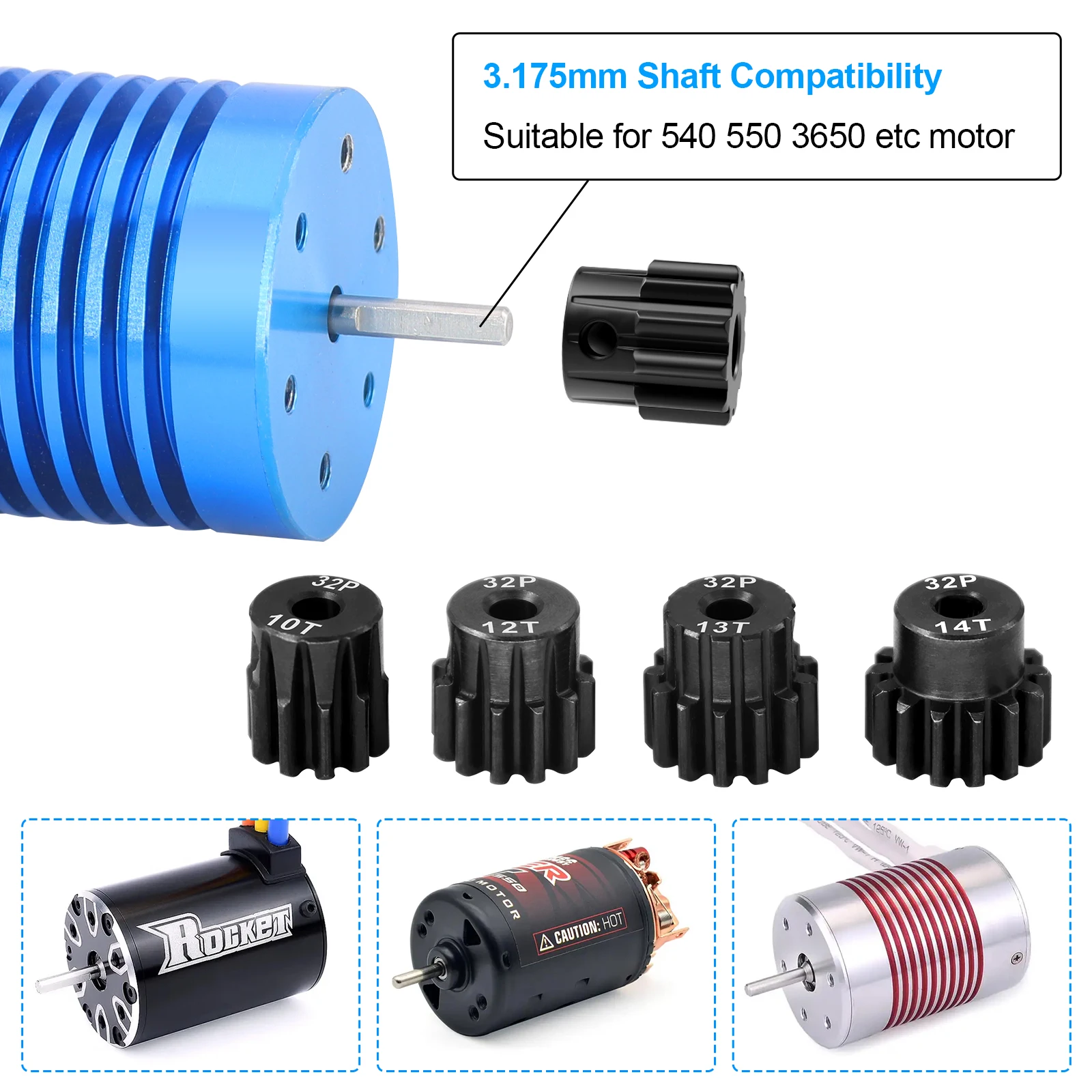 5 قطعة الصلب تصلب 32P ترس 10T 11T 12T 13T 14T 3.175 مللي متر رمح ل Traxxas Arrma HSP HPI محوري تاميا Losi 1/10 RC سيارة