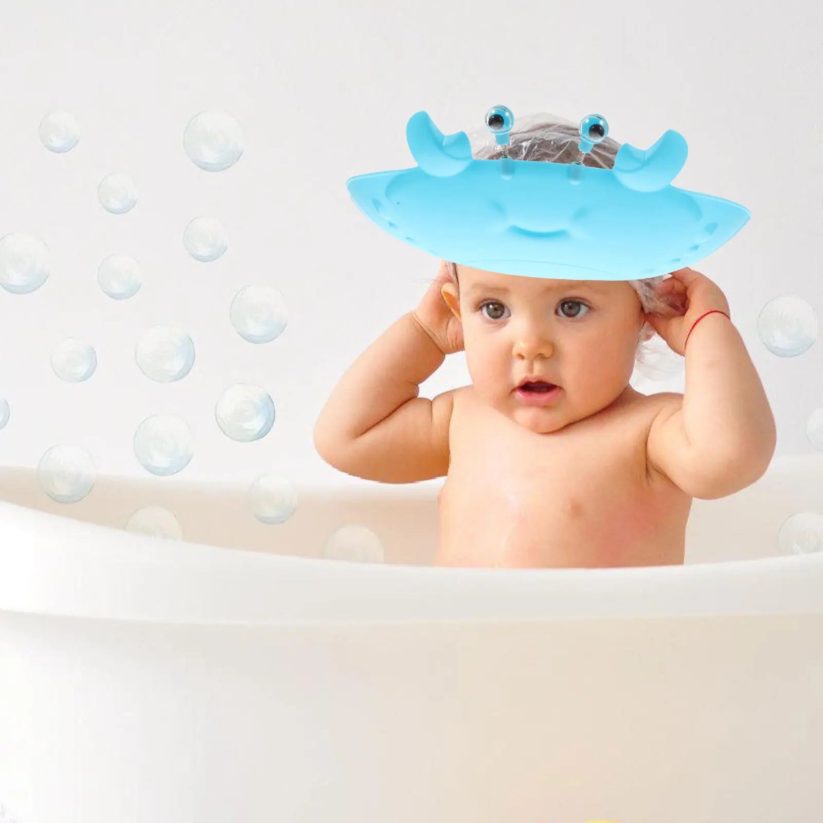 

Waterproof Baby Bath Hat Ear Protection Lightweight Flexible Toddler Shower Cap Kids Hair Wash Cartoon Design TPE Material