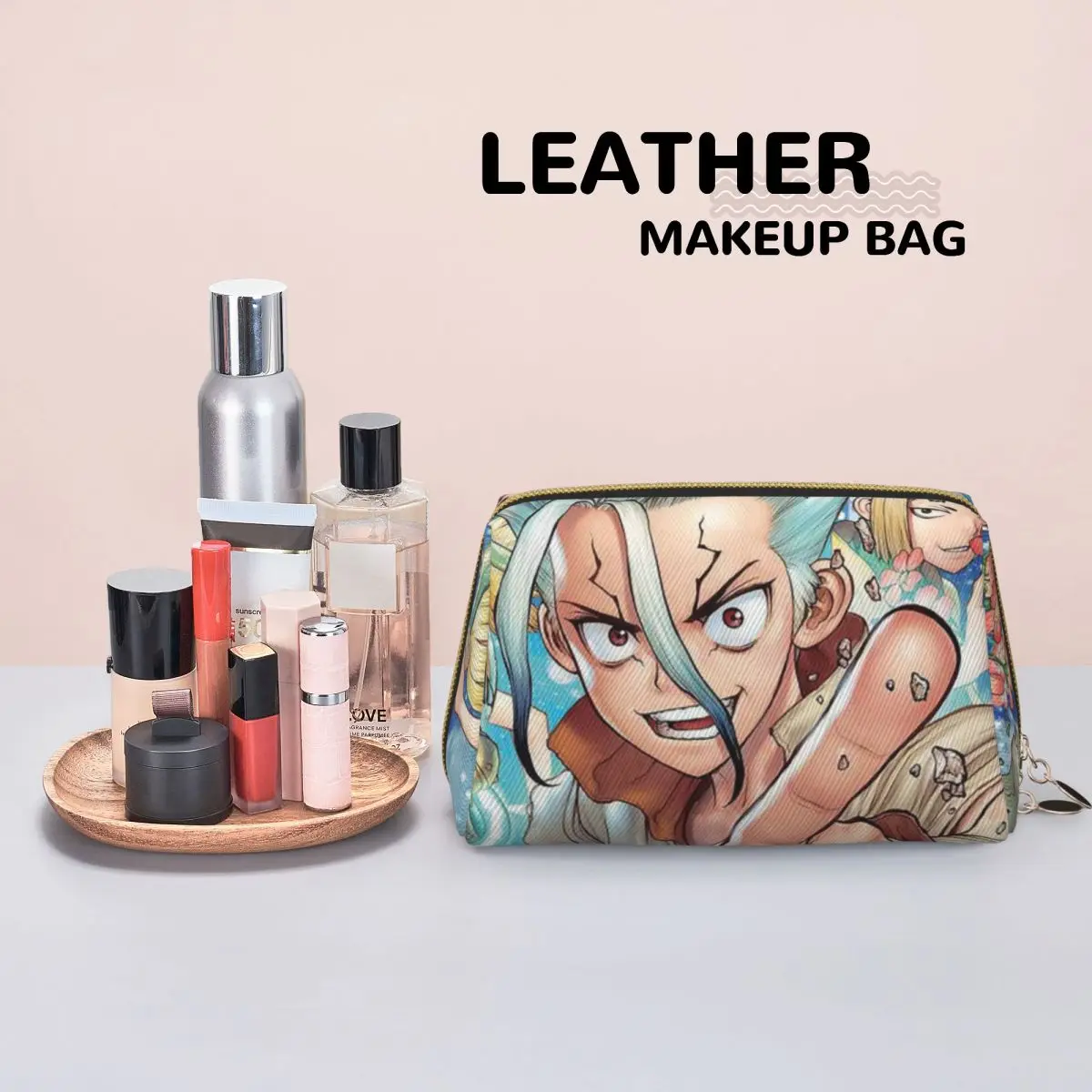 Senku Ishigami Dr Stone Apan Anime Women Cosmetic Bag Travel Makeup Organizer Pouch Toiletry Storage Dopp Kit Box