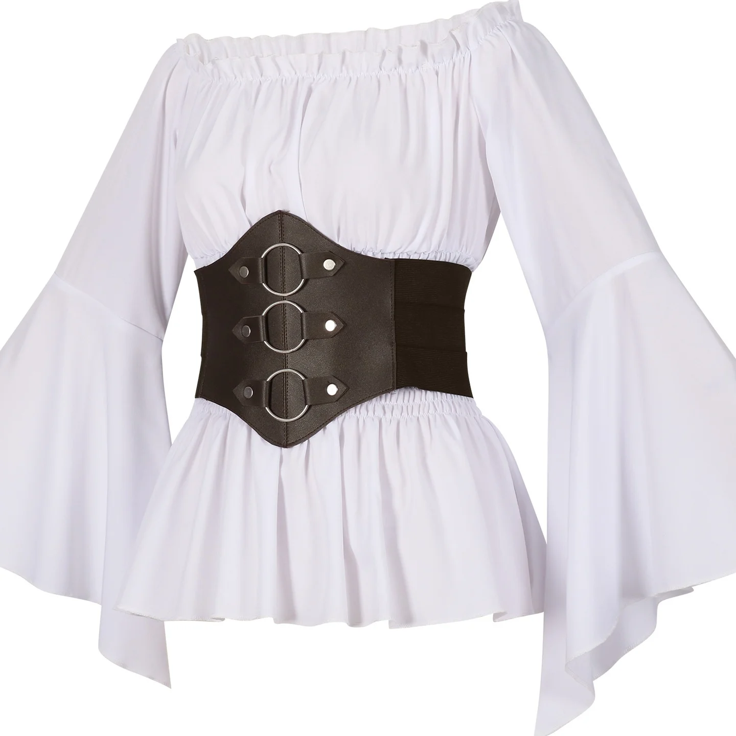 loween Medievale Rinascimentale Lungo Sve irt Vita Cinched Pirata Top Abbigliamento da Spettacolo Teatrale da Donna Mento Tradizionale...