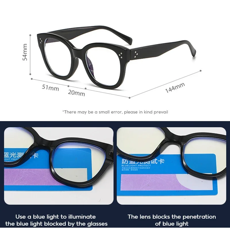 Classic Vintage Anti Blue Light Square Glasses Women For Men Luxury Brand Designer Trend Myopia Prescription Optical Rivet Frame