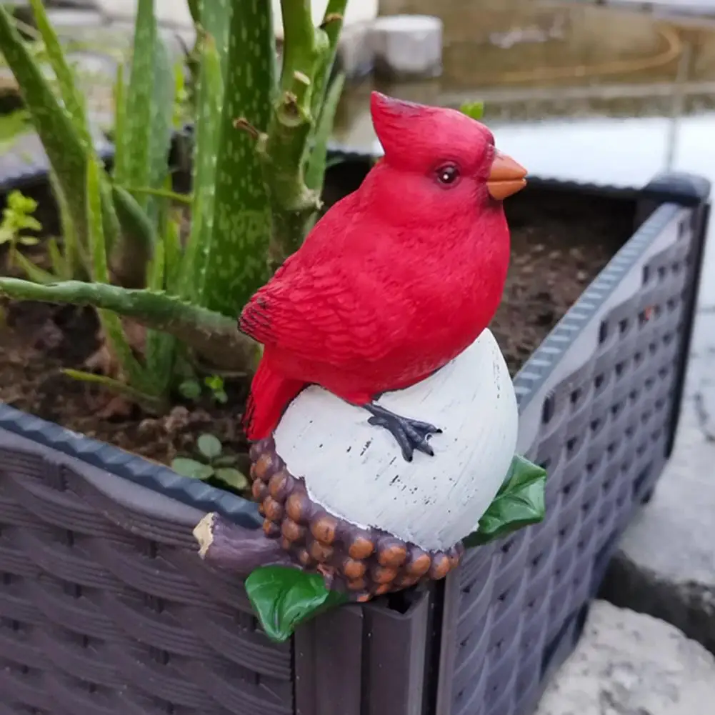 Bird Ornament Festive Bird Resin Statue with Pinecone Berry Accents for Outdoor Garden Home Office Decoration Weather-resistant