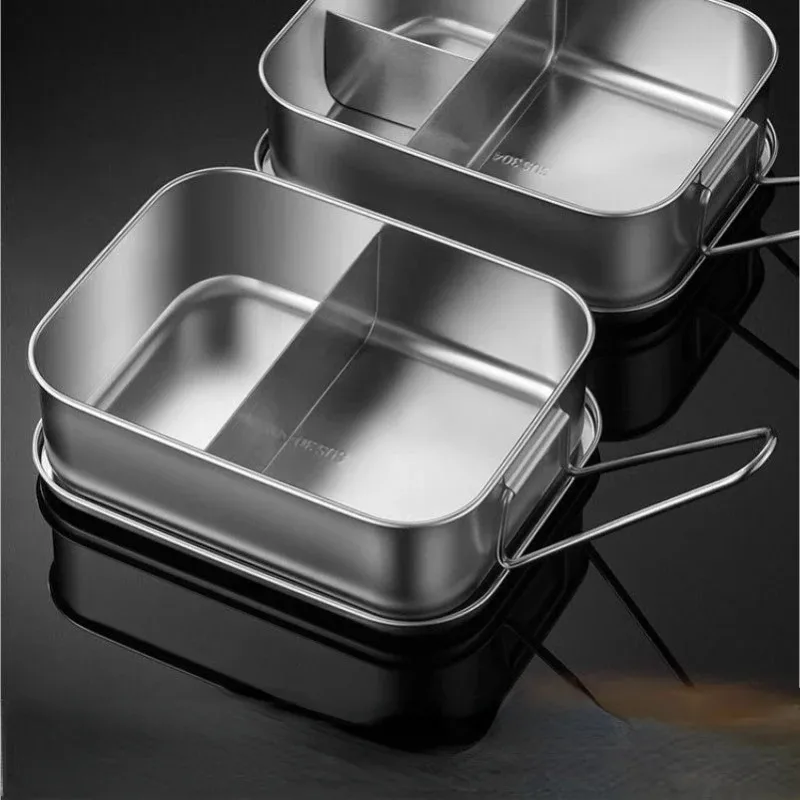 1.5L 304 food grade office workers divided stainless steel steamed rice box, student cafeteria served with rice box