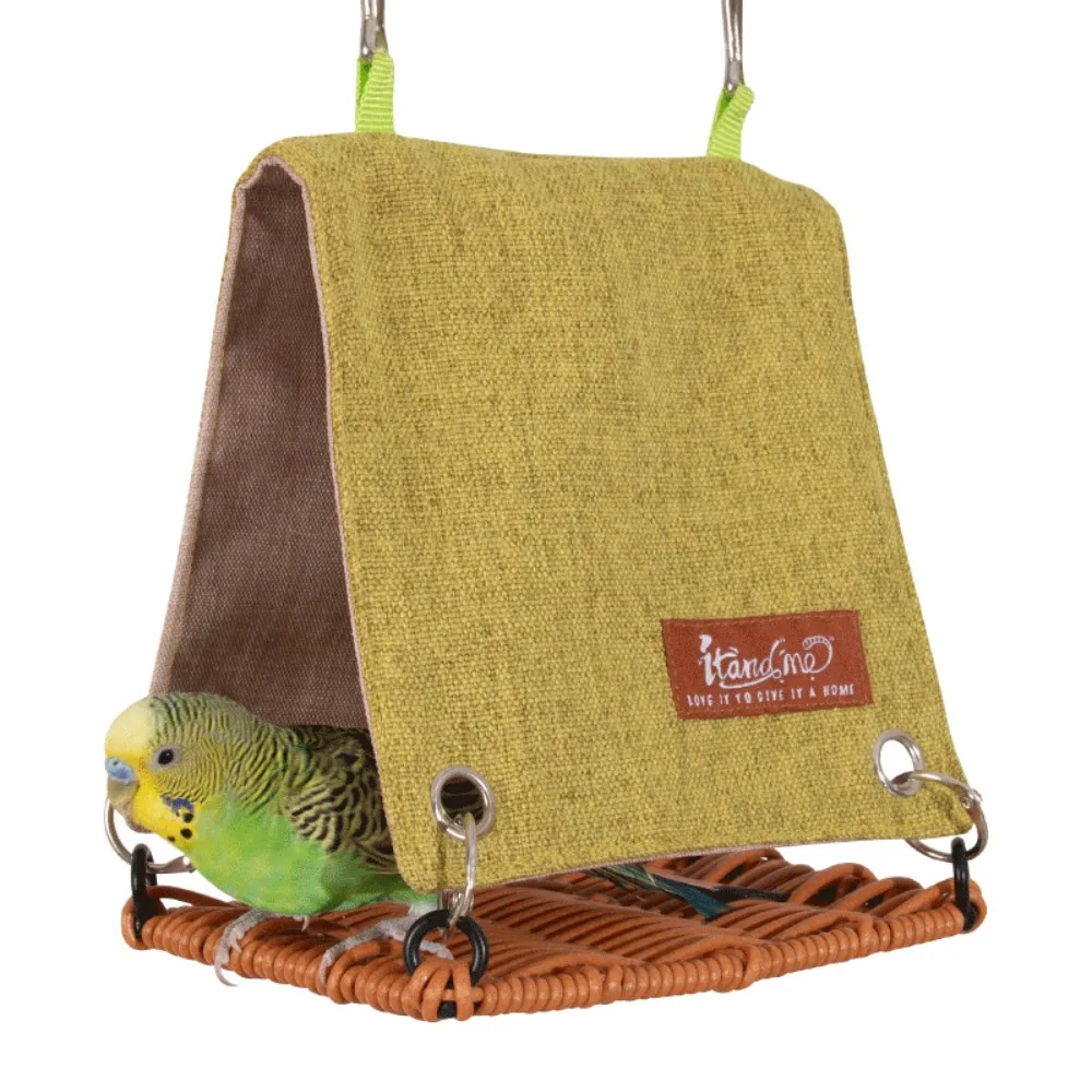 Creative Hanging Bird Nest Cooling Weaving Bird House with Hooks Parrot Swing Hammock Small Pet