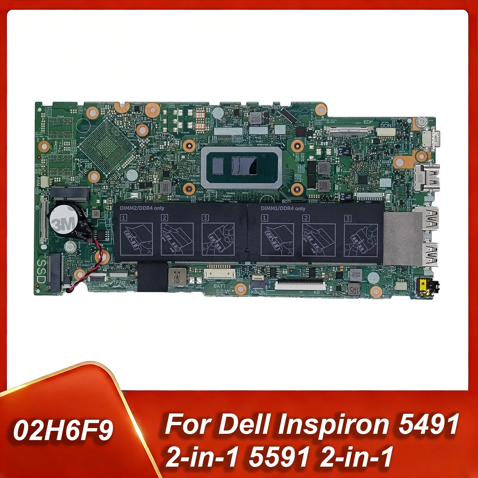 

02H6F9 2H6F9 для Dell Inspiron 5491 2-in-1 5591 2-in-1, материнская плата для ноутбука, встроенный процессор 17859-1 i3-10110U