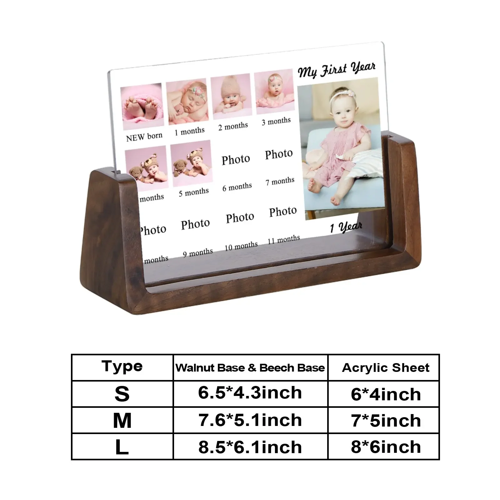 12-Month Newborn Growth Record Picture Frame Baby Milestone Photo Frame for Your Little One\'s 1st Birthday Christmas Gift Ideas