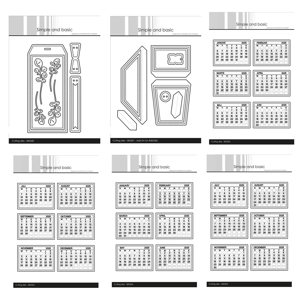 

Calender Tabs 2025 Tag wAdd-Ons Envelope parts Cutting Dies for New December 2024 Scrapbooking Paper Making Craft Supplies