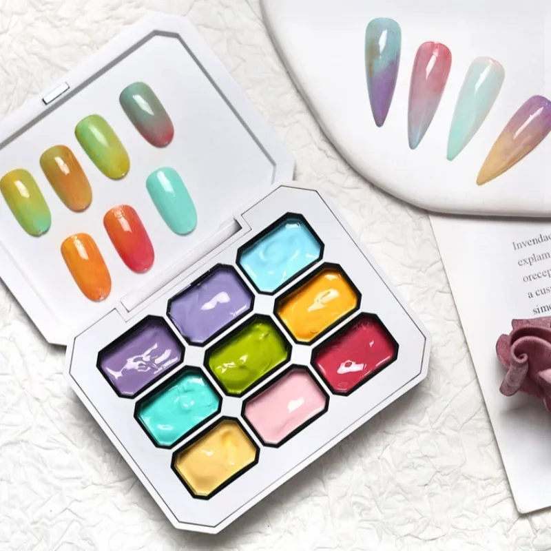 

1 шт. однотонный лак для ногтей Makaron, популярный цветной гель, 9-цветный гель для масляной живописи, постепенный цвет, УФ-светодиодный гель, создание дизайна ногтей своими руками