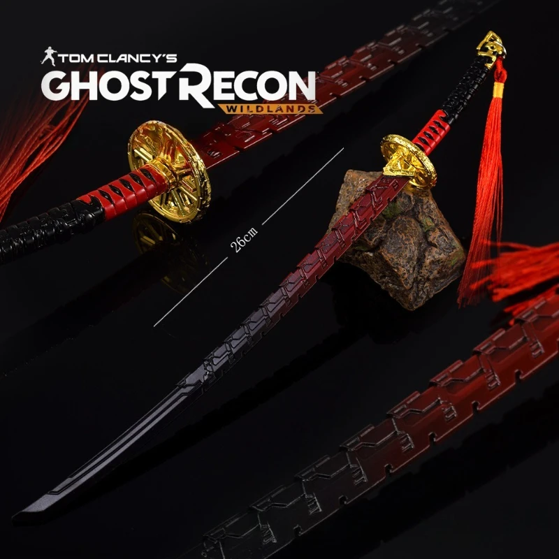 26cm/10.24in Tom Clancy's Ghost Recons Game Peripherals Samurai Sword Figurines Toys Metal Crafts Model Ornament Collection Gift